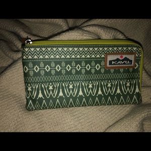 KAVU Green/Brown Zip Around Wallet/Clutch